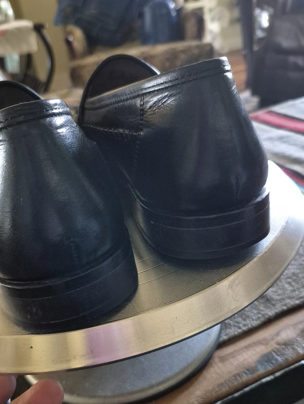 Brass Boot Loafers Mens Sz 8.5 M.(#3054D) Black Woven Leather  Almond Toe.